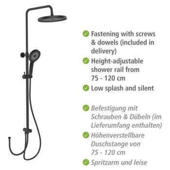 Čierny sprchový set z nerezovej ocele 120 cm Soft Water - Wenko – Obrázok 10