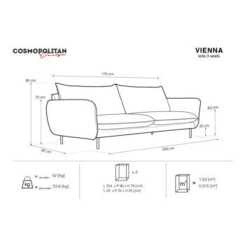 Béžová zamatová pohovka Cosmopolitan Design Vienna, 200 cm – Obrázok 7