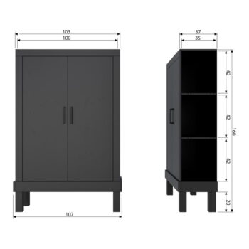 Čierna skrinka z borovicového dreva 107x160 cm Bonk – Basiclabel - Image 8