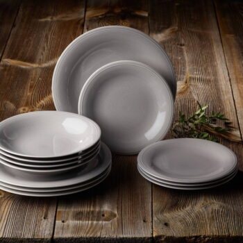 12-dielna súprava sivých porcelánových tanierov Villeroy & Boch Like Color Loop - Image 2