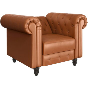 Koňakovohnedé kreslo chesterfield z imitácie kože Felix – Støraa - Image 4