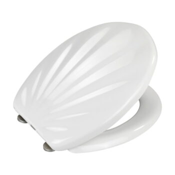 Biele WC sedadlo s jednoduchým zatváraním Wenko Premium Sea Shell, 45,5 × 38 cm - Image 3