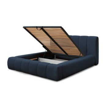 Tmavomodrá čalúnená dvojlôžková posteľ s úložným priestorom s roštom 140x190 cm Denali – Bobochic Paris – Obrázok 11