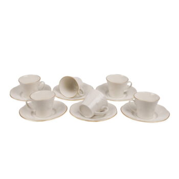 Sada 6 porcelánových šálok na kávu s tanierikom Kutahya Stitched