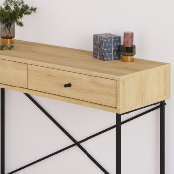 Konzolový stolík s doskou v dubovom dekore v prírodnej farbe 35x110 cm Titan – Marckeric – Obrázok 8