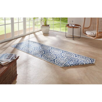 Modro-krémový vonkajší koberec NORTHRUGS Jardin, 80 x 250 cm - Image 2