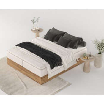 Boxspring posteľ s úložným priestorom v béžovo-prírodnej farbe 200x200 cm Faro – Maison de Rêve - Image 9