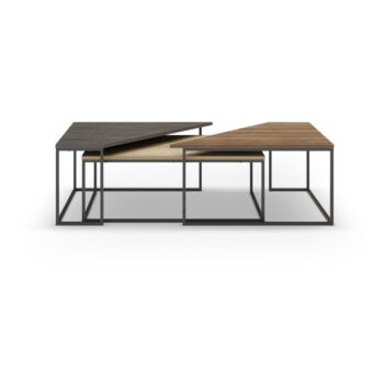 Konferenčné stolíky v súprave 3 ks s doskou v dekore orechového dreva v prírodnej farbe 70x110 cm Titan – Marckeric – Obrázok 4