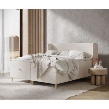 Krémová boxspring posteľ s úložným priestorom 160x200 cm Monpelli – Maison de Rêve - Image 9