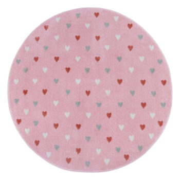 Ružový detský koberec ø 140 cm Little Hearts – Hanse Home