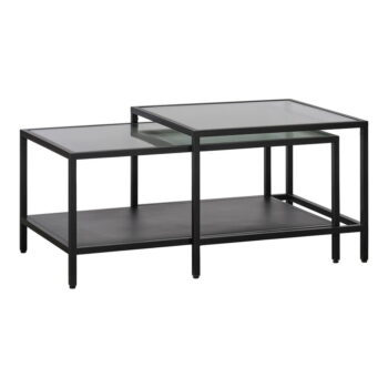 Čierne sklenené konferenčné stolíky v súprave 2 ks 60x60 cm Bronco – Unique Furniture – Obrázok 2