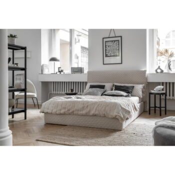 Béžová čalúnená dvojlôžková posteľ s úložným priestorom s roštom 140x200 cm Sleepy Luna – Miuform – Obrázok 6