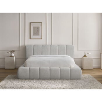 Svetlosivá čalúnená dvojlôžková posteľ s úložným priestorom s roštom 160x200 cm Denali – Bobochic Paris - Image 3