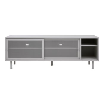 Biely kovový TV stolík 160x55 cm Veep – Unique Furniture