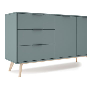 Zelenosivá nízka komoda 140x81 cm Pisco – Marckeric - Image 2