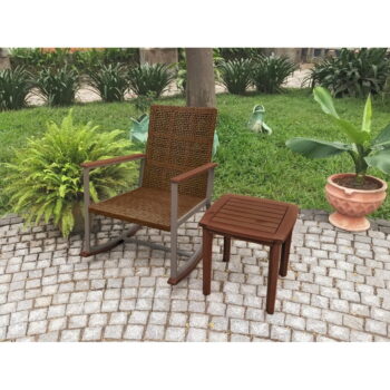 Tmavohnedé drevené hojdacie kreslo so stolíkom Sinaloa – Garden Pleasure – Obrázok 2
