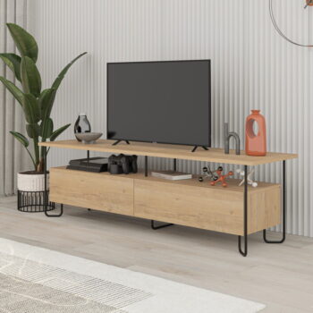 TV stolík v dekore duba v prírodnej farbe 150x45 cm Dilly – Marckeric - Image 7