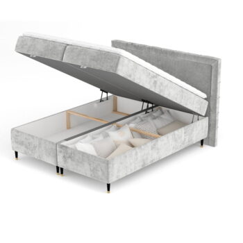 Svetlosivá boxspring posteľ s úložným priestorom 180x200 cm Voyage – Maison de Rêve - Image 8