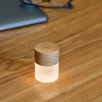 LED stolová lampa so stmievačom v prírodnej farbe so skleneným tienidlom (výška  6 cm) Lemelia – Gingko - Image 11