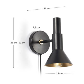 Čierne nástenné svietidlo ø 13 cm Vyara - Kave Home - Image 5