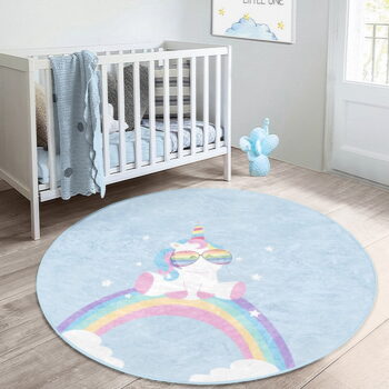 Svetlomodrý detský koberec ø 120 cm Comfort – Mila Home - Image 7