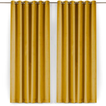 Zamatový dimout záves v horčicovej farbe 265x225 cm Velto – Filumi – Obrázok 5