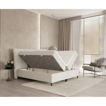 Krémovobiela boxspring posteľ s úložným priestorom 160x200 cm Sinai – Maison de Rêve - Image 7