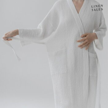 Biely župan veľkosť L/XL Honeycomb - Linen Tales - Image 4