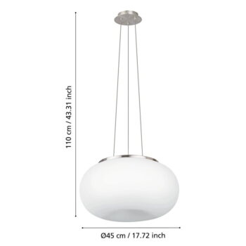 Závesné svietidlo v bielo-striebornej farbe so skleneným tienidlom ø 44,5 cm OPTICA – EGLO – Obrázok 4