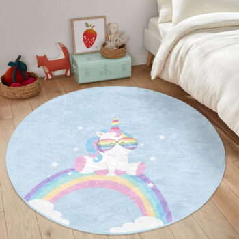 Svetlomodrý detský koberec ø 120 cm Comfort – Mila Home - Image 5
