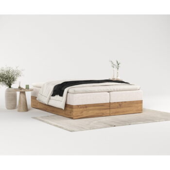 Boxspring posteľ s úložným priestorom v béžovo-prírodnej farbe 200x200 cm Faro – Maison de Rêve - Image 10