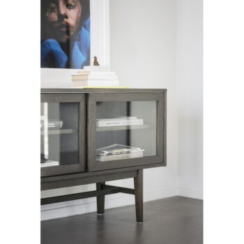 Hnedá vitrína v dekore duba s posuvnými dverami 170x75 cm Hazelton – Rowico – Obrázok 8