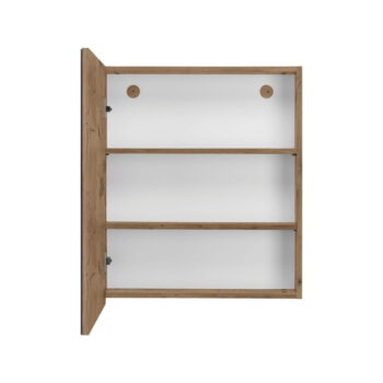Závesná kúpeľňová skrinka so zrkadlom v dekore duba v prírodnej farbe 60x70 cm Wisla – Støraa - Image 3