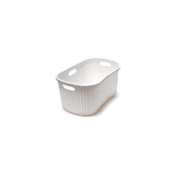 Krémovobiely kôš na bielizeň Addis Rattan Laundry Basket Calico - Image 2