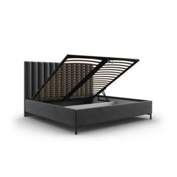 Tmavosivá čalúnená dvojlôžková posteľ s úložným priestorom s roštom 160x200 cm Casey – Mazzini Beds - Image 3
