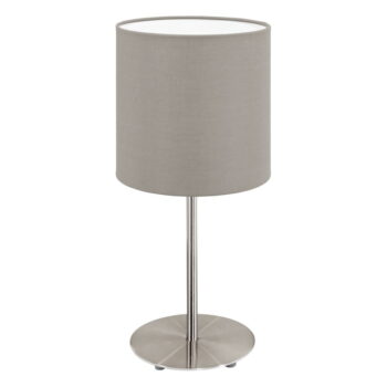 Stolová lampa v sivej a striebornej farbe s textilným tienidlom (výška 40 cm) PASTERI – EGLO
