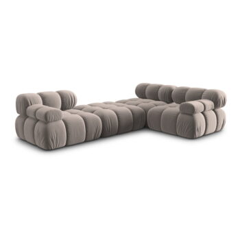 Svetlohnedá zamatová modulárna rohová pohovka (variabilná) Bellis – Micadoni - Image 5