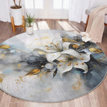 Modro-sivý prateľný okrúhly koberec ø 120 cm Golden Lilly – Mila Home – Obrázok 9