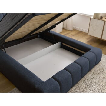 Tmavomodrá čalúnená dvojlôžková posteľ s úložným priestorom s roštom 140x190 cm Denali – Bobochic Paris – Obrázok 4