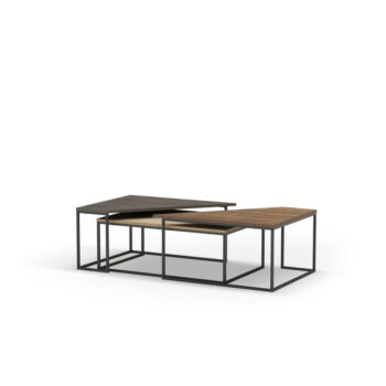 Konferenčné stolíky v súprave 3 ks s doskou v dekore orechového dreva v prírodnej farbe 70x110 cm Titan – Marckeric – Obrázok 6