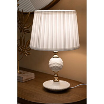 Biela stolová lampa s textilným tienidlom (výška 40 cm) Napoli – Mauro Ferretti - Image 2