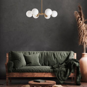 Závesné svietidlo v zlatej farbe so skleneným tienidlom ø 73 cm Akkas – Opviq lights - Image 3
