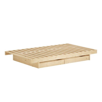 Dvojlôžková posteľ z borovicového dreva s úložným priestorom s roštom 180x200 cm v prírodnej farbe Kanso – Karup Design