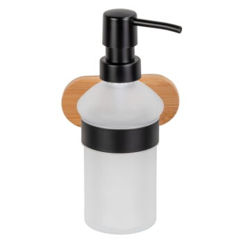 Samodržiaci sklenený dávkovač mydla v čiernej a prírodnej farbe 300 ml Orea Bamboo – Wenko - Image 6