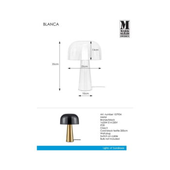 Stolová lampa v medenej farbe s čiernym tienidlom Markslöjd Blanca - Image 3