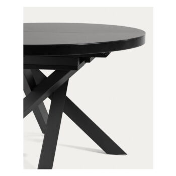 Čierny okrúhly rozkladací jedálenský stôl so sklenenou doskou ø 160 cm Vashti – Kave Home - Image 6