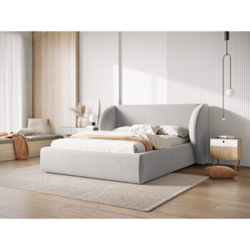 Svetlosivá čalúnená dvojlôžková posteľ s úložným priestorom s roštom 200x200 cm Miley – Micadoni Home - Image 3