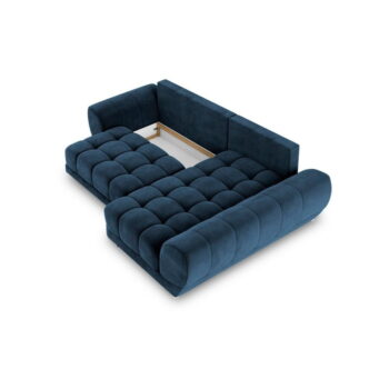 Kráľovskymodrá rozkladacia rohová pohovka so zamatovým poťahom Windsor & Co Sofas Nuage, pravý roh – Obrázok 5