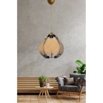 Čierno-béžové závesné svietidlo s textilným tienidlom ø 25 cm – Opviq lights - Image 2