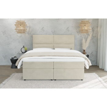 Béžová boxspring posteľ s úložným priestorom 140x200 cm Rico – Ropez - Image 3